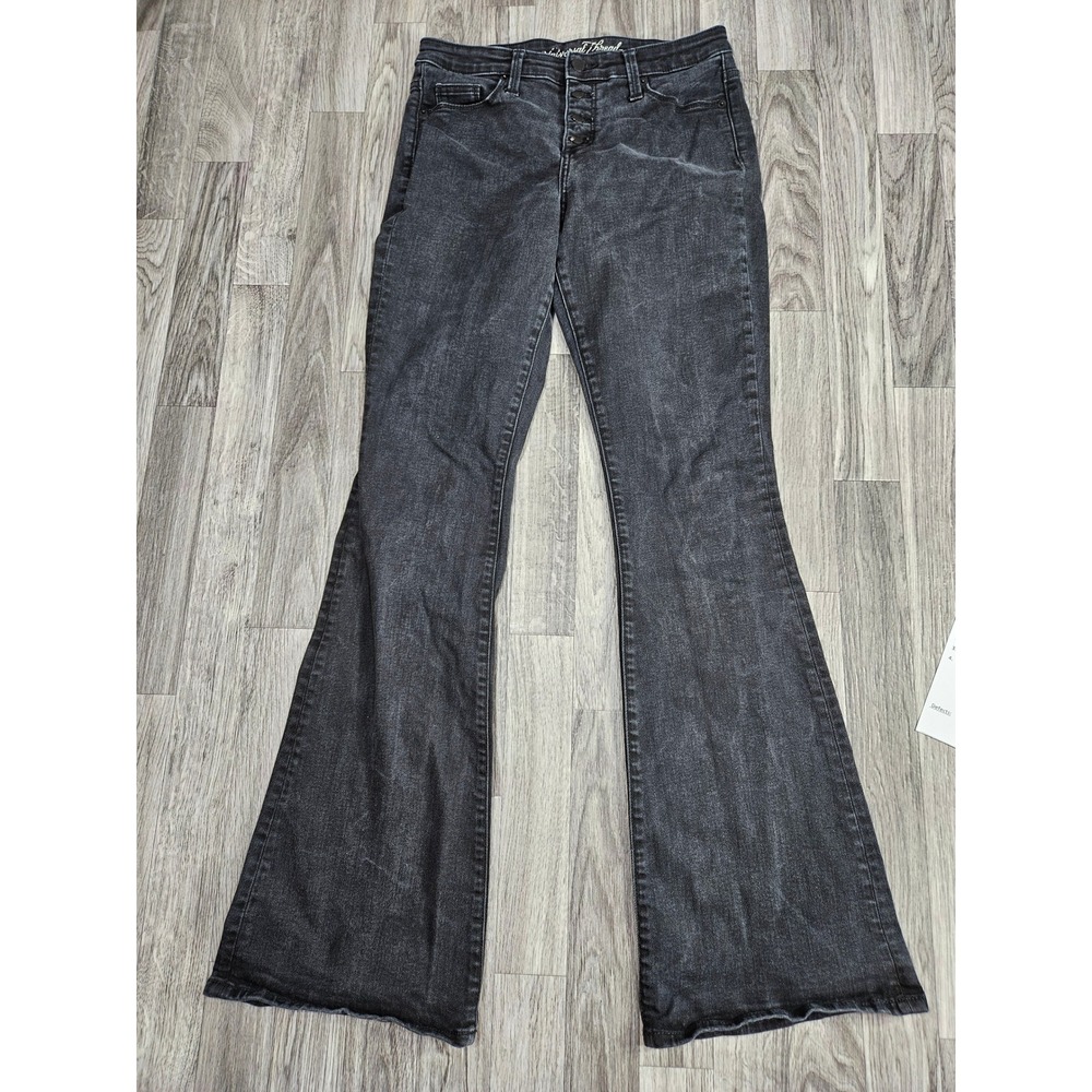 Universal Thread Flare Jeans Womens 6/28R Black Button Fly High Rise Denim